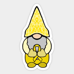 Gnome Holding A Yellow Awareness Ribbon Sticker